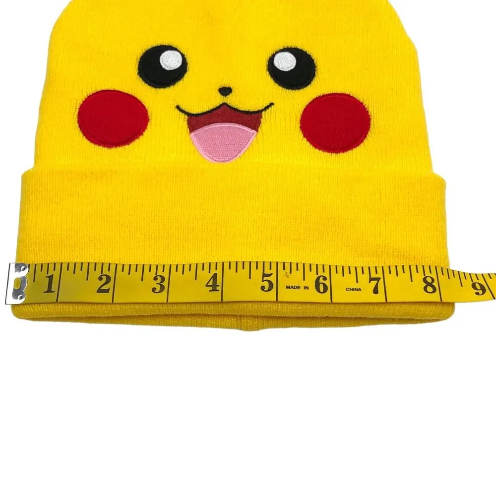 NEW Pokemon Pikachu Cuffed Beanie Knit Hat Yellow Youth Kids Boys Girls One Size
